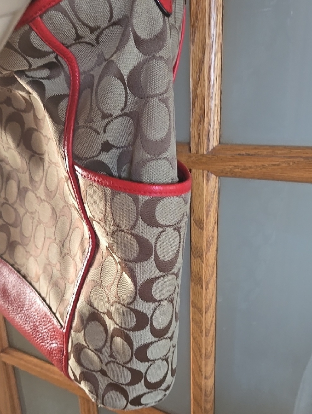 Coach F30341 Park Colorblock Leather Hobo Crossbody Bag Purse Red Orange Tan - Picture 11 of 15
